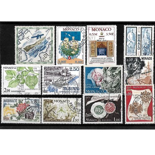 Monaco-Lot De 12 Timbres Oblitérés-Très Bon Etat