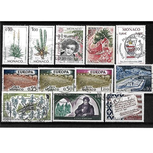 Monaco-Lot De 12 Timbres Oblitérés-Très Bon Etat