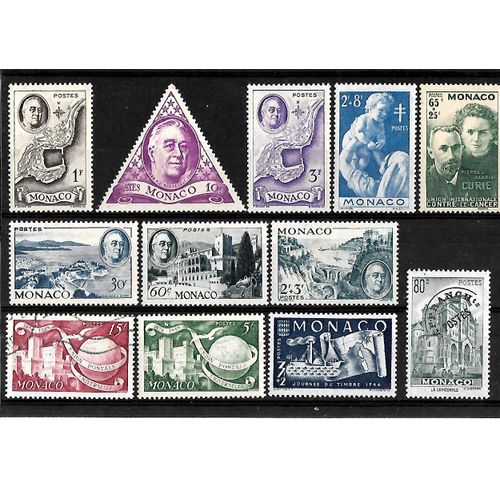 Monaco-Lot De 12 Timbres Oblitérés-Très Bon Etat