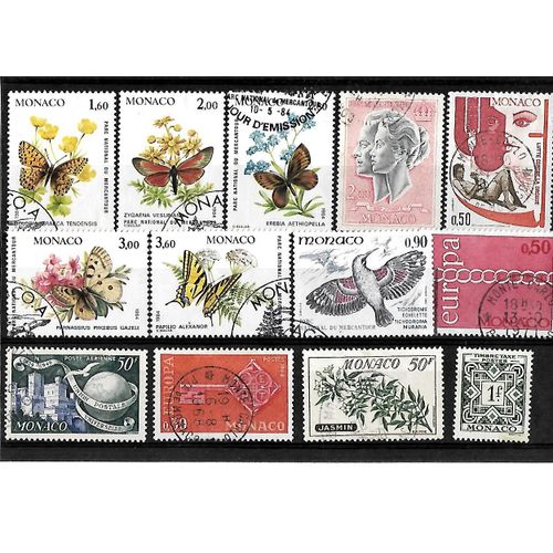 Monaco-Lot De 13 Timbres Oblitérés-Très Bon Etat
