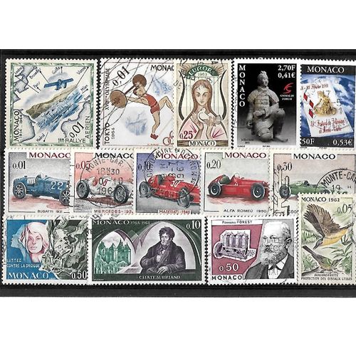Monaco-Lot De 14 Timbres Oblitérés-Très Bon Etat