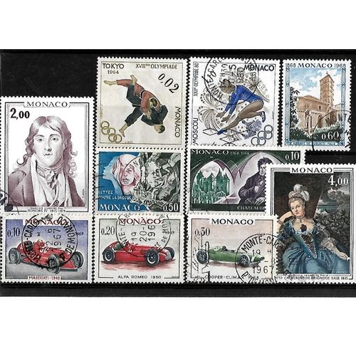 Monaco-Lot De 10 Timbres Oblitérés-Très Bon Etat