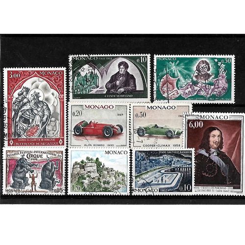 Monaco-Lot De 9 Timbres Oblitérés-Très Bon Etat