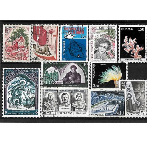 Monaco-Lot De 11 Timbres Oblitérés-Très Bon Etat