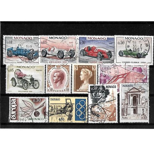 Monaco-Lot De 12 Timbres Oblitérés-Très Bon Etat