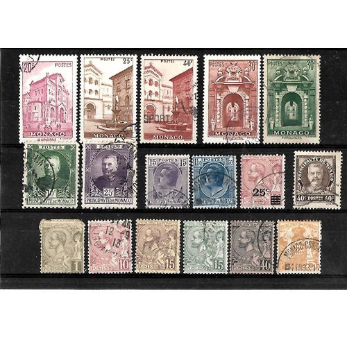Monaco-Lot De 17 Timbres Oblitérés-Très Bon Etat