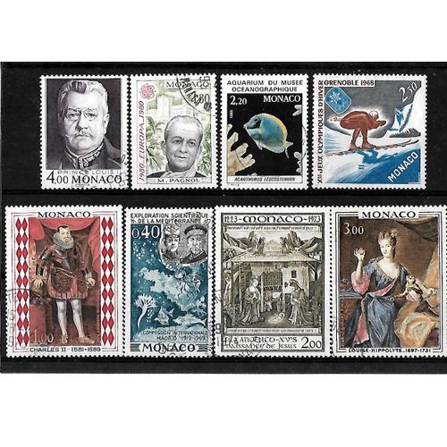 Monaco-Lot De 8 Timbres Oblitérés-Très Bon Etat
