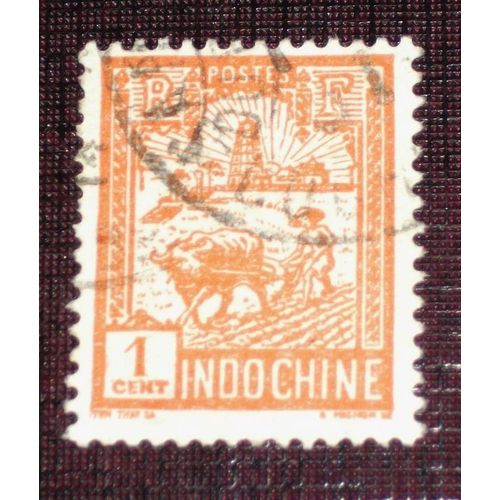Anciennes Colonies Françaises - Indochine N° 127 Oblitéré De 1927 - 1c Orange « Laboureur Et Tour De Confucius »