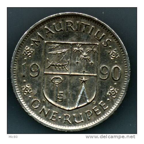 Ile Maurice ( Mauritius) = Pièce De One Rupee, Année 1990, Sir Seewoosagur Ramgoolam Kt