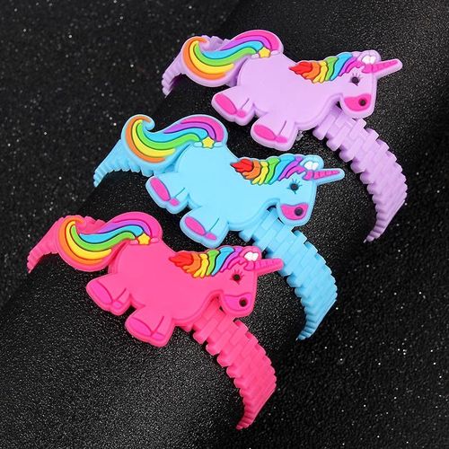 Bracelet En Silicone Pour Enfants | Couleur Fantaisie? Joli Animal Licorne? Bracelet De Sport En Pvc? Breloque? Cadeau D'anniversaire  Z1057