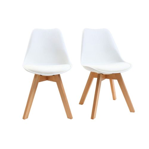 Chaises Design Blanches Avec Pieds Bois (Lot De 2) Pauline