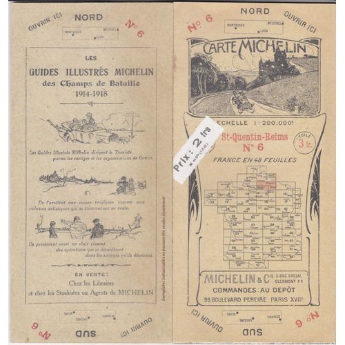 Carte Michelin N°6 St-Quentin / Reims 1914