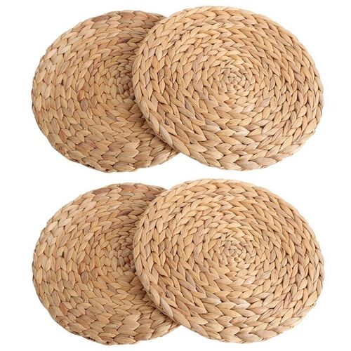 Napperon tissé en rotin pour gourde d'eau naturelle, rond, vert Tropical, 4 pièces, vente au détail