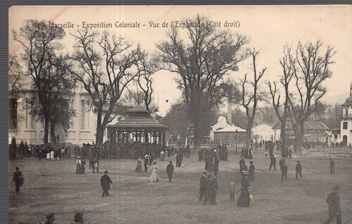 Carte Postale De Marseille (Bouches Du Rhône) Exposition Coloniale : Vue De L' Esplanade (Côté Droit)