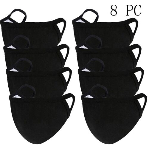 Hoeroie2® Masque Réutilisable Lavable En Tissu 8pc Pour Visage Réutilisable En Coton Noir