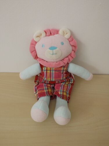 Doudou Peluche Lion Rose Bleu Vert A Carreaux Corolle