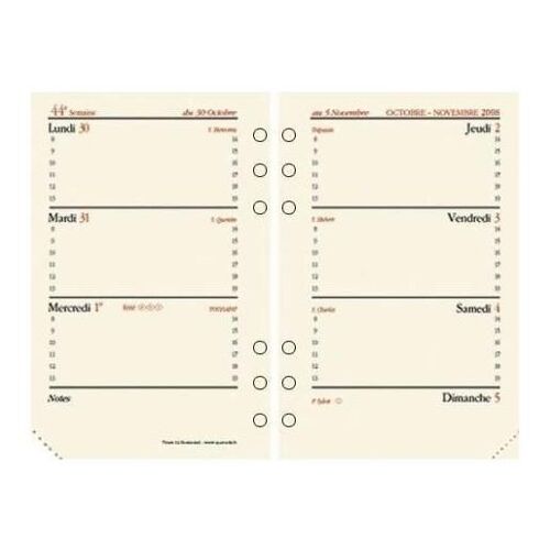 Quo Vadis Recharge Agenda Organiseur Timer 14 Horiz Fr 8 X 12 Cm