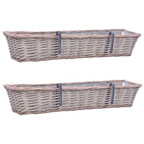 Vidaxl Lits Surélevés De Balcon 2 Pcs 80x20x15 Cm Osier Doublure En Pe