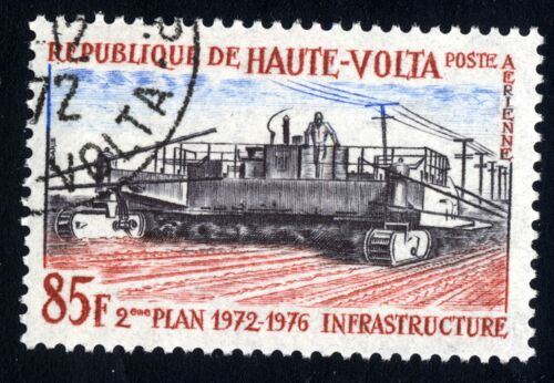 Timbre 2éme Plan 1972-1976 Infrasctructure.République De Haute-Volta.Poste Aérienne.85f.