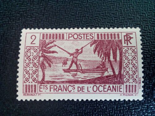 Timbre Oceanie Francaise Yt 85 Pêcheur 1934 ( 110604 1 )