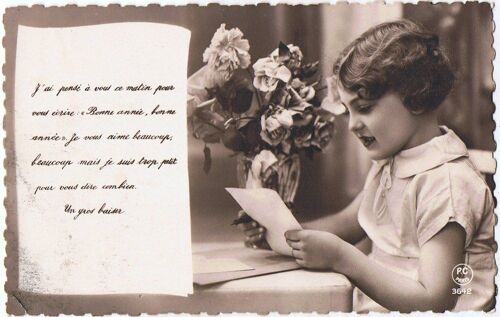 Jeunes Garçons Et Jeunes Filles ." J'ai Pensé À Vous Ce Matin Pour Vous Écrire : Bonne Année Je Vous Aime Beaucoup Beaucoup Mais Je Suis Trop Petit Pour Vous Dire Combien. Un Gros Baiser ." 5 Cartes .