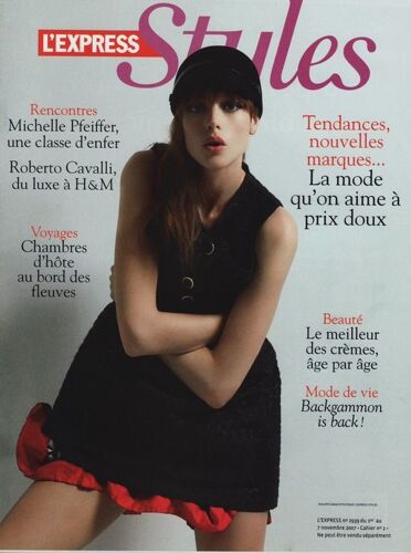 L'express Styles / 01-11-2007  N° 2939 : Michelle Pfeiffer (3p) - Roberto Cavalli (4p) - James Blunt (1p)
