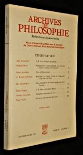Archives De Philosophie. Recherches Et Documentation : Études Sur Vico, Janvier-Mars 1977, Tome 40, Cahier 1