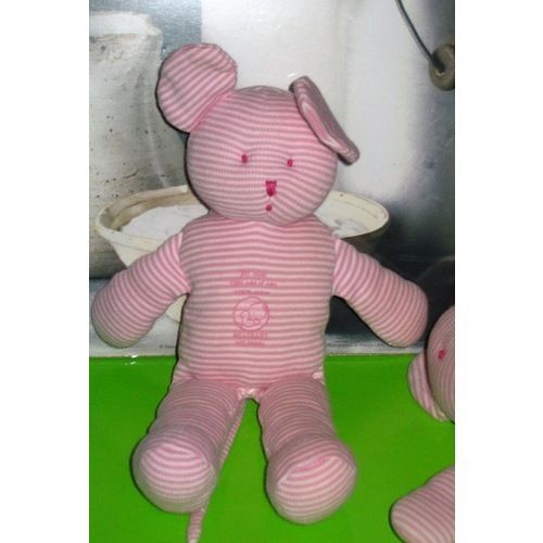 Souris Rose Rayé Doudou Petite Bateau Milleraies Bébé Endormi