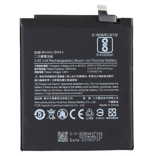 Batterie Li-Polymère Bn43 4000mah Pour Xiaomi Redmi Note 4x