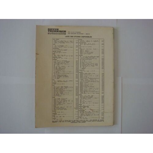 Revue Technique Automobile  N° 0000 : Renault "6 Tl" 1100 Type 1181
