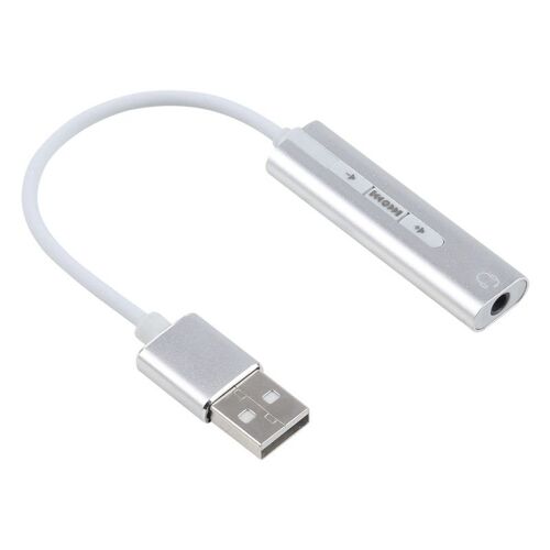 Carte Son USB argent pour ordinateur, bureau, haut-parleurs, casque Aluminium Shell 3.5mm Jack USB externe HIFI Magic Voice 7.1 canal adaptateur gratuit
