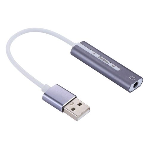 Carte Son USB gris pour ordinateur, bureau, haut-parleurs, casque Aluminium Shell 3.5mm Jack USB externe HIFI Magic Voice 7.1 canal adaptateur gratuit