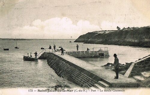 Carte Postale Ancienne, France, Côtes D'armor ( 22 ), Saint Jacut De La Mer, Port, La Houle Causseule - Oblitération Du 18/08/1908