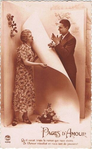 Pages D' Amour . " Qu' Il Serait Triste Le Roman Que Nous Vivons Si L' Amour N' Éveillait En Nous Tant De Passions ! " .2 Cartes Anciennes .