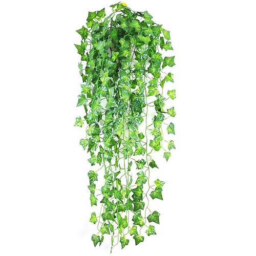 Guirlande de feuilles de lierre artificielles, 2.1M, plantes vertes suspendues, vigne, feuillage, décor maison, fête de mariage, DIY bricolage, ficelle en plastique et rotin