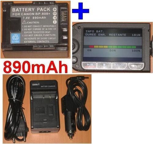 Chargeur + Batterie 890mAh Pour Canon BP-808+ BP-808 BP808+ BP808 Vixia FS10, FS100 FS11