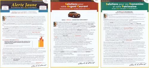 Lot 3 Magazines Alerte Jaune No 4 - Crise Financière, Argent Courant, Patrimoine.
