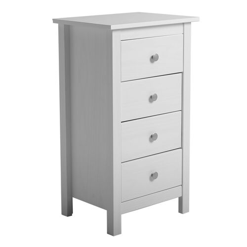 Chiffonnier betty blanc 4 tiroirs en pin massif