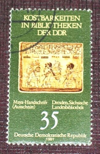 Allemagne Rda Ddr N° 2289 Oblitéré, 35p « Les Grandes Valeurs Des Bibliothèques De R.D.A. : Manuscrit Maya, Dresde »