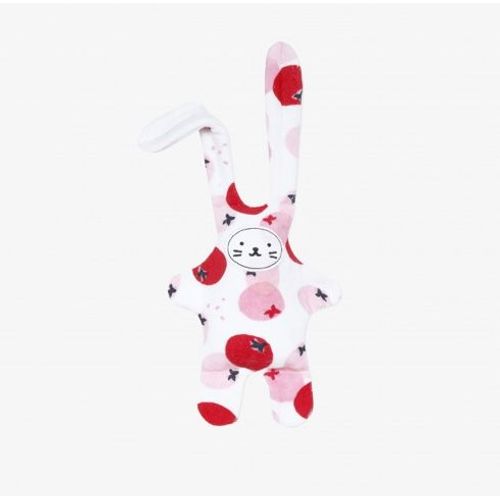Doudou Lapi Catimini Blanc Rose Rouge Fruits Legumes Tomates Peluche Double Face Jouet Bebe Naissance