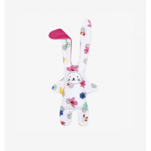 Doudou Lapin Catimini Floral Fleurs Peluche Double Face Jouet Bebe Naissance