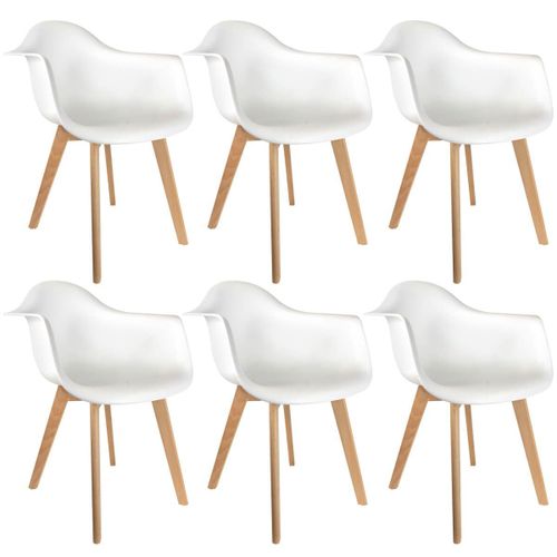Travis - Lot De 6 Fauteuils Assises Blanches