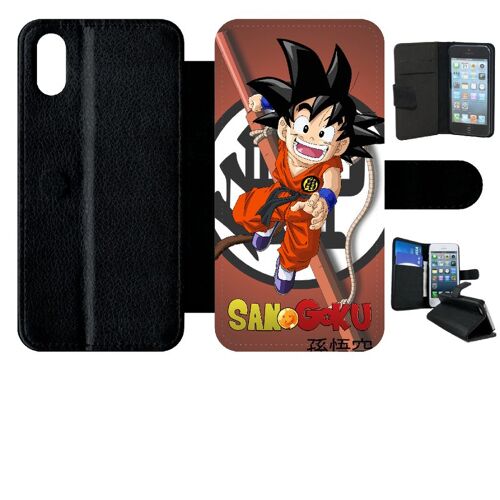 Etui À Rabat Iphone X - Dragon Ball Kid San Goku - Simili-Cuir - Noir