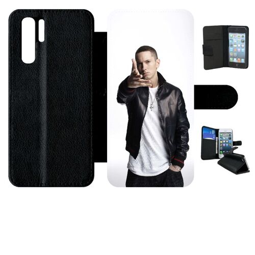 Etui À Rabat Huawei P30 Pro - Hip Hop Rap Us Eminem - Simili-Cuir - Noir