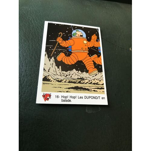 Image Vignette Tintin - La Fantastique Conquête De L'espace N°16 : Promenade Sur La Lune - Hergé - La Vache Qui Rit - 1993 - 7,5x5 Cm