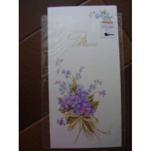 Carte Soie "Merci" Bouquet De Fleurs Coupées