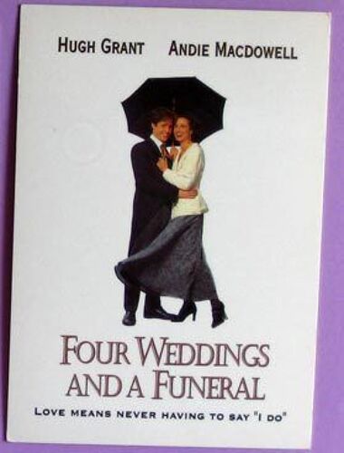 Carte Postale Hugh Grant Et Andie Mac Dowell  -  Quatre Mariages Et Un Enterrement  -  Four Weddings And A Funeral