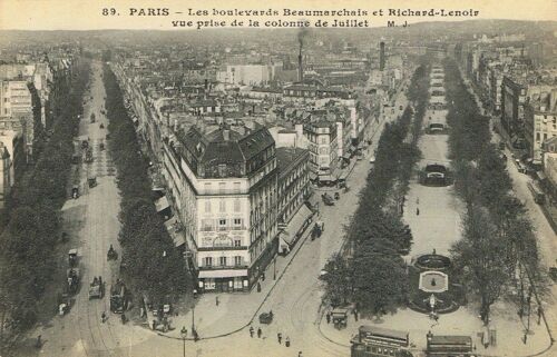 Paris - Les Boulevards  Beaumarchais Et Richard - Lenoir . Vue Générale De La Cité . Pont Et Place Saint- Michel , Au Loin L' Église Saint-Sulpice . 3 Cartes Anciennes