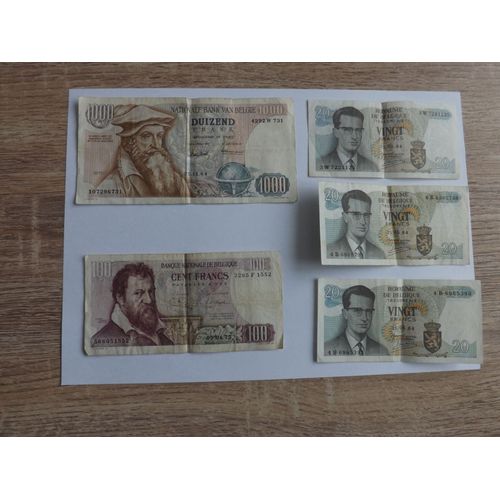 Lot De 5 Billet Banque Belgique