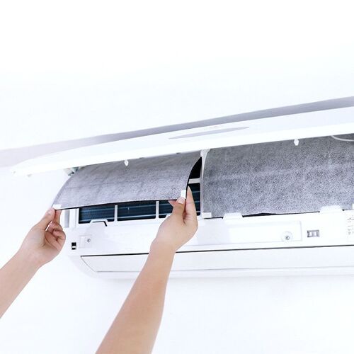 Papier filtre pour climatiseur, 2 pièces, Anti-poussière, Anti-pollution, nettoyage, Purification, pièces de climatiseur, filtre à poussière